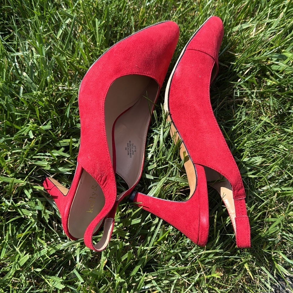 Kelly & Katie Red Suede Women's Shoes - Picture 3 of 8